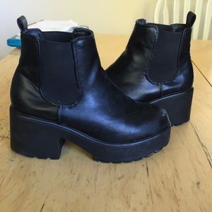 Chunky Black Nasty Gal Booties - size 7